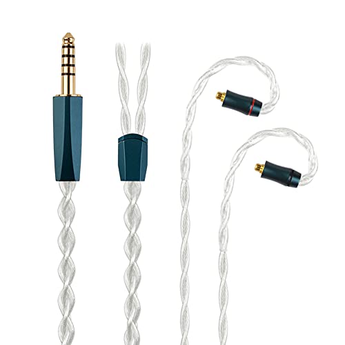 NICEHCK FourMix 4.4mm Balanced MMCX Silver IEM Upgrade Cable HiFi Wire | 4-mixed conductor: Cu-Ag alloy,7N Cu,pure silver,6N silver-coated OCC; MMCX pin; layered balanced sound & stable signal - color: Silver