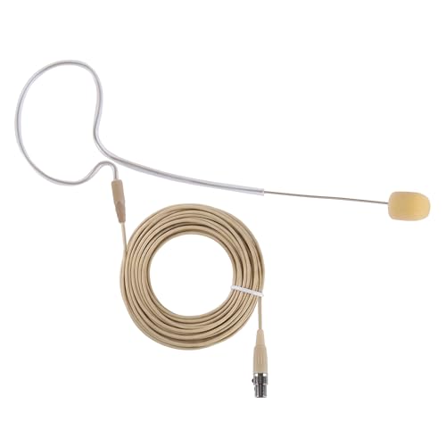 PYLE-PRO On-Ear Audio Condenser Microphone - Portable Omnidirectional Wired Headset Condenser Mic With 4 Pin Mini XLR Cable and Windscreen - Works with Shure System - PMEMS10 (Skin Tone), Beige - color: Beige