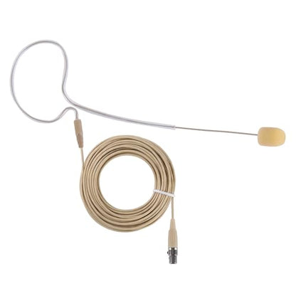 PYLE-PRO On-Ear Audio Condenser Microphone - Portable Omnidirectional Wired Headset Condenser Mic With 4 Pin Mini XLR Cable and Windscreen - Works with Shure System - PMEMS10 (Skin Tone), Beige - color: Beige