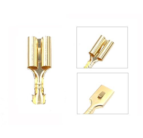 150 Pcs 7.8mm Female Spade Connectors, Copper Non Insulated Quick Splice Crimp Terminals for Relay Car Audio Speaker Electrical Wiring