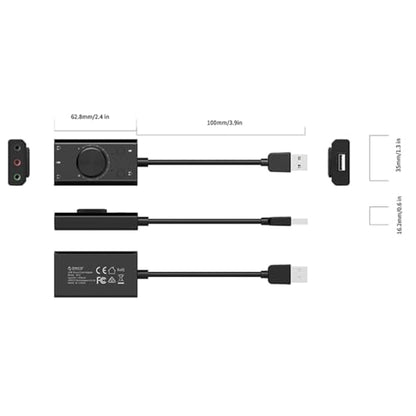 External USB Sound Card, Stereo Mic Speaker Headset Audio Adapter with Mute Volume Switch Adjustment