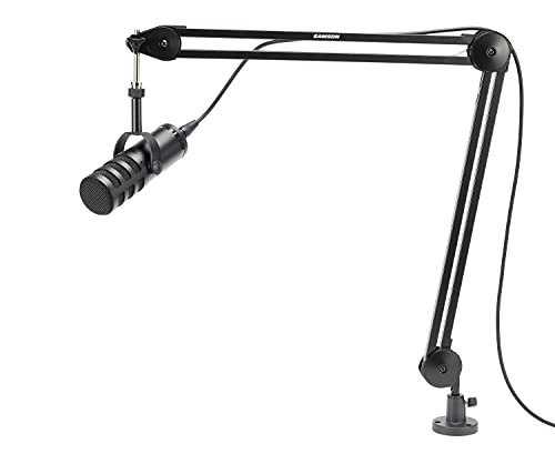 SAMSON Q9U XLR/USB Dynamic Broadcast Microphone x2 + Professional Studio Reference Headphones x2+ Mic Boom Arm x2 + Mic Cable x2 + Cloth - Top Value Bundle - size: 2 Person Broadcasting Bundle