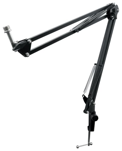 Rockville Microphone Boom Arm Studio Podcast USB Mic Stand+Desk Clamp (30") | USB Mic Stand, Internal Springs, Steel Frame, Aluminum Alloy Clamp, Broadcasting, Fits Desks up to 2" Thick, ABS Mic Clip - size: 30"