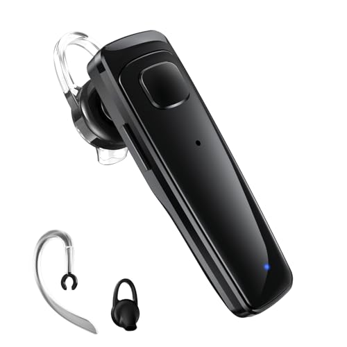 Bluetooth Headset, Single Ear Business Earbuds, V5.3 Hands-Free Earphones with Hook, 16 Hrs Talk Time Wireless Earbuds, Bluetooth Earpiece with Built-in Mic for Driving/Business/Office/Truck Driver - color: Black