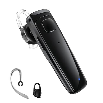 Bluetooth Headset, Single Ear Business Earbuds, V5.3 Hands-Free Earphones with Hook, 16 Hrs Talk Time Wireless Earbuds, Bluetooth Earpiece with Built-in Mic for Driving/Business/Office/Truck Driver - color: Black