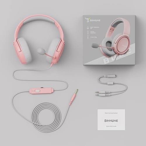BINNUNE Gaming Headset with Mic for PS4 PS5 Xbox Series X|S Xbox 1 PC NS, Wired Gaming Headphones with Microphone for PS 4|5 Xbox1