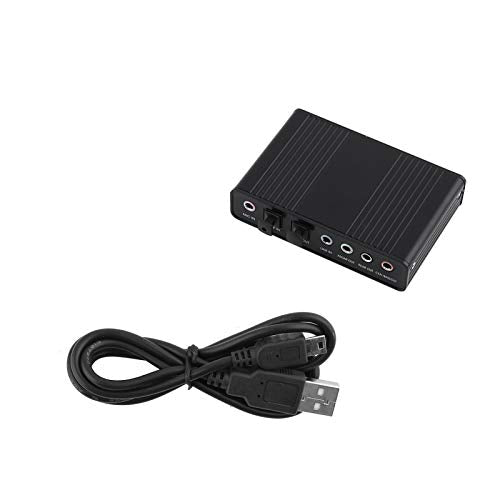 USB 2.0 External Sound Card, 6 Channel External Audio Adapter with SPDIF, Audio Sound Card Adapter for PC Laptop Recording, Plug and Play