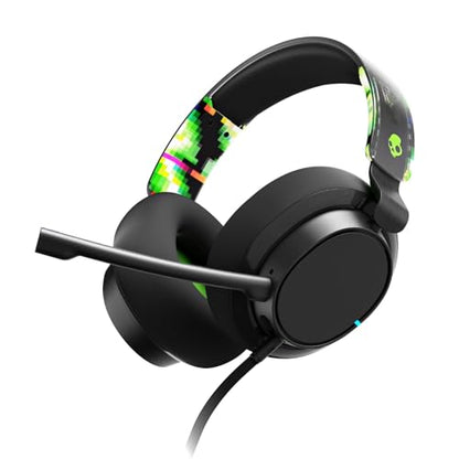 Skullcandy SLYR Pro Multi-Platform Wired Gaming Headset, Removable Mic, Lightweight Design, Ultra-Soft Memory Foam Ear Cushions, Mute and Volume Controls, PC, Xbox, PlayStation - Green Digi-Hype - color: Green Digi-Hype, style: SLYR Pro