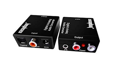 Easyday Digital to Analog Audio Converter with Digital Optical Toslink and S/pdif Coaxial Inputs and Analog RCA and AUX 3.5mm (Headphone) Outputs - 5 Foot Heavy Duty Optical Toslink Cable