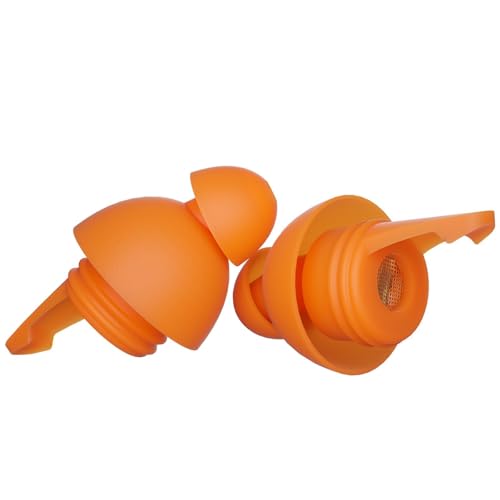 LYSIAN High Fidelity Concert Ear Plugs, 23dB, 2 Pairs with Case, Orange | Reusable soft musician earplugs for concerts, festivals & raves; 23dB noise reduction, 2 pairs with aluminum case - color: Orange
