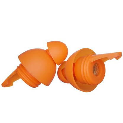 LYSIAN High Fidelity Concert Ear Plugs, 23dB, 2 Pairs with Case, Orange | Reusable soft musician earplugs for concerts, festivals & raves; 23dB noise reduction, 2 pairs with aluminum case - color: Orange
