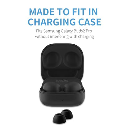 Comply TrueGrip Premium Memory Foam Replacement Ear Tips, Black, Large | 3 Pairs, for Samsung Galaxy Buds2 Pro, Enhanced Comfort, Secure Fit, Superior Noise Isolation, Cleaning Tool - size: Large