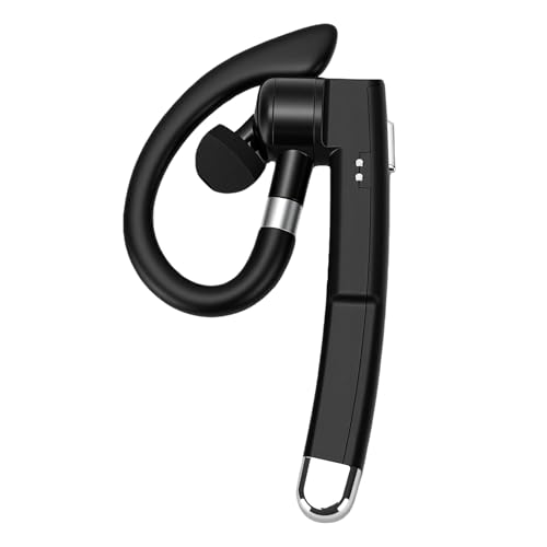 Wireless Headset Single Ear Earpiece with Noise Cancelling Mic IPX7 180H Standby 10H Talk Time Charging Case LED Display for Trucker Driver Bus (Bluetooth Headset)