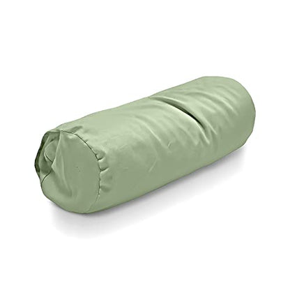 Cotton Neck Roll Pillowcase - Hypoallergenic and Smooth Natural Fabric Pillow Protector - Soft and Breathable Sateen Weave Pillow Cover with Enclosed Sleeve Design - Made in USA - Green, 4" x 12" - color: Green (Sateen Weave), size: 4" x 12"