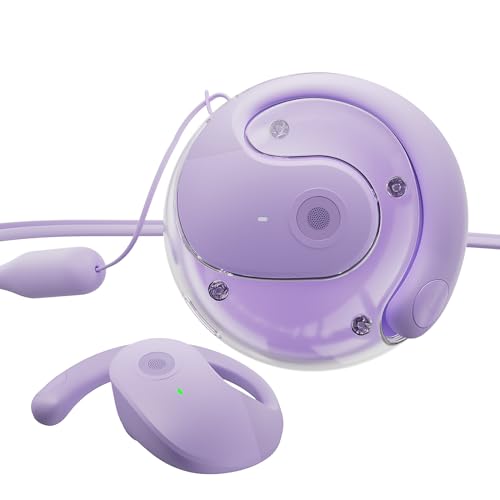 PAXA T26 Pro Open Ear Earbuds Running Headphones Over The Ear Earbuds | Lightweight Ear Buds OWS Wireless Bluetooth Hook Design Ipx4 Water Resistant,Touch Control for Sport,Workout,Running,Purple