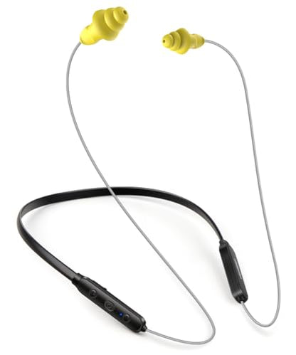 Bluetooth Work Headphones, OSHA-Compliant, 27dB NRR, 24H Playtime | Noise-Reduction Safety Earbuds | Bluetooth 5.4, 100 ft | aptX HD | Soft 3-Flange Silicone Ear Tips | Gray-Yellow - color: Gray with Yellow