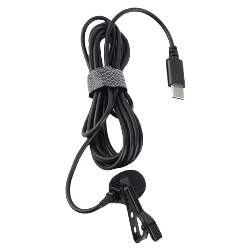 USB C Lavalier Microphone for Smartphone Recording, Wired Lapel Mic with Noise Reduction, Plug & Play Clip On Interview Mic for Video Online Class Game Live Streaming, Compact