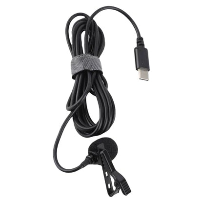 USB C Lavalier Microphone for Smartphone Recording, Wired Lapel Mic with Noise Reduction, Plug & Play Clip On Interview Mic for Video Online Class Game Live Streaming, Compact