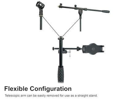 Rockville RVMIC5 V2 Pro Audio Tripod Microphone Stand, Telescopic Boom, Tablet/Phone Holder, Adjustable, Steel, Perfect for Studio & Live Performances - style: Mic + Phone/Tablet Stand