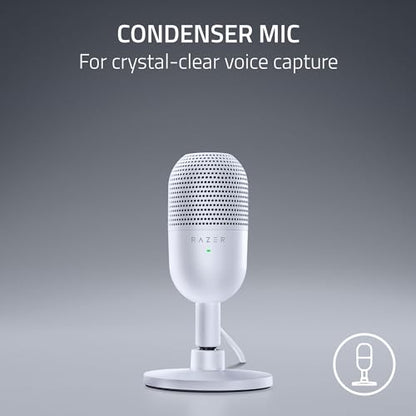 Razer Seiren V3 Mini USB Microphone: Condenser Mic-Supercardioid Pickup Pattern-Tap-to-Mute Sensor with LED Indicator-Shock Absorber-Ultra Compact-PC,Discord, OBS Studio, XSplit-White (Pack of 10) - size: Mini (Pack of 10)
