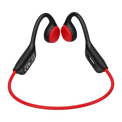 Bone Conduction Headphones Bluetooth, Water Proof Headphone with 32GB MP3 Player, IPX8, Bluetooth 5.4, Open Ear Sports Earphone for Swimming Running Cycling (Black Red) - color: Red
