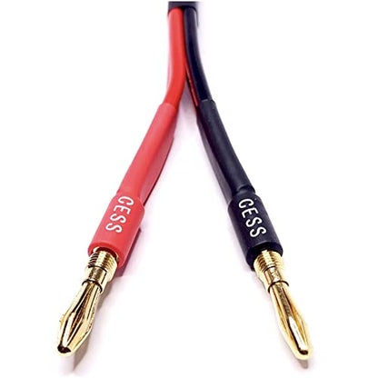 CNCESS Dual Banana Plugs Splitter, 2 Male to 4 Female | Banana Jack Adapter, 2-Channel Power Supply Splitter Cable, 14 AWG Soft Silicone, Tinned Copper Wire