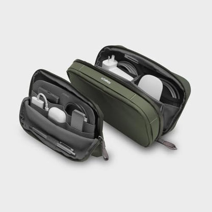Orbitkey 2-in-1 Tech Accessory Pouch - Olive | Detachable Slim Sleeve | Organizes Cables & Chargers | Water-Resistant Fabric | Travel Ready - color: Olive