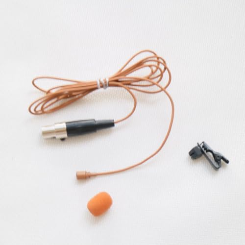 WL35 Professional Clip-On Lavalier Condenser Microphone for Shure ULX SLX PGX GLX QLX U1 UR1 BeltPack Microphones System Parts with TA4F Mini XLR 4Pin Plug (Brown) - color: Brown