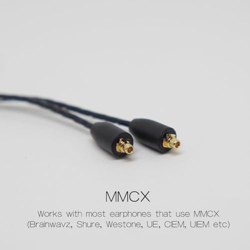 SE215 Cable, OFC Replacement MMCX Stereo Audio Aux Cable with Microphone Mic Extension Cord for Shure SE215 SE315 SE846 SE535 SE425 KSE1500 Headphones Earphones - with Mic