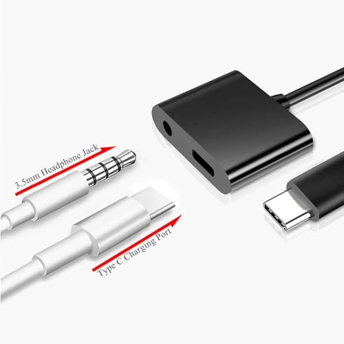USB C Headphone Adapter Earphone 3.5mm Jack Compatible with Samsung Galaxy A16 5G, Charger Port Splitter Mic Support Hands-Free Type-C