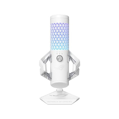 ASUS ROG Carnyx USB Gaming Microphone (25mm Condenser Capsule, 192kHz/24-bit, Cardioid, high-Pass Filter, Built-in pop Filter, Metal Shock Mount, one-Touch Mute, Aura Sync RGB)- Moonlight White