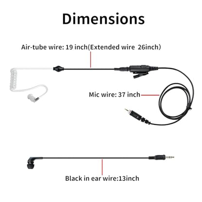 Two Way Radio Ear Set Headset Earpiece with PTT Mic Compatible for Motorola CLP 1010e 1080e CLP1010e CLP1080e Walkie Talkie (to 3.5mm Aux Audio Earbud)