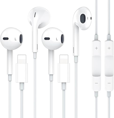 Headphones for iPhone 2Pack Earbuds Wired Earphones Built-in Microphone & Volume Control, Noise Canceling Isolating Headphones Compatible with iPhone 14/13/12/11 Pro Max/Xs Max/XR/X/7/8 Plus