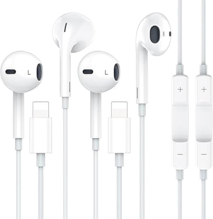 Headphones for iPhone 2Pack Earbuds Wired Earphones Built-in Microphone & Volume Control, Noise Canceling Isolating Headphones Compatible with iPhone 14/13/12/11 Pro Max/Xs Max/XR/X/7/8 Plus