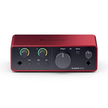 Focusrite Scarlett Solo 4th Gen USB Interface with Software Suite, Bundle With H&A Pop Filter, XLR M to F Cable 10'