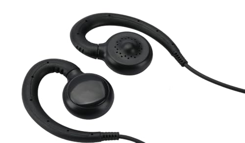 Two Way Radio Earpiece with Mic, C Hook Headset for Walkie Talkies, Security Surveillance Acoustic Tube Earpiece, 2 Pin Radio Compatible
