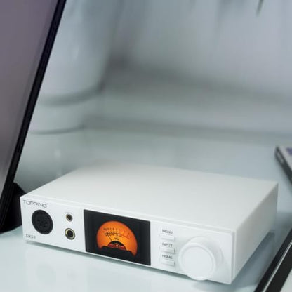 Topping DX5 II Fully Balanced DAC Headphone Amplifier 7600mW, ES9039Q2M x 2 Chip DSD512 768kHz DAC Amp Combo, USB/Optical/Coaxial to RCA/XLR Line/6.35mm/4.4mm/4-pin XLR Earphone Amps (White) - color: White