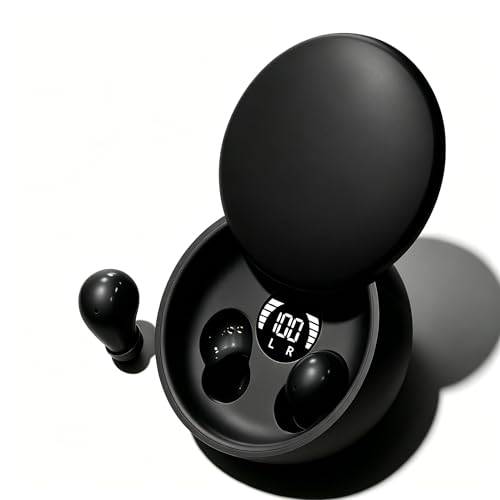 Sleep Earbuds Bluetooth 5.4, Mini Invisible Noise Blocking Sleeping Headphones, Hidden Earbuds with LED Display for Small Ears, for Side Sleepers Meditation Travel Gym Workout (Black) - color: Black