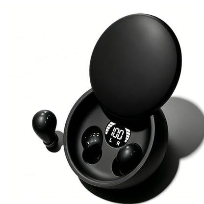 Sleep Earbuds Bluetooth 5.4, Mini Invisible Noise Blocking Sleeping Headphones, Hidden Earbuds with LED Display for Small Ears, for Side Sleepers Meditation Travel Gym Workout (Black) - color: Black