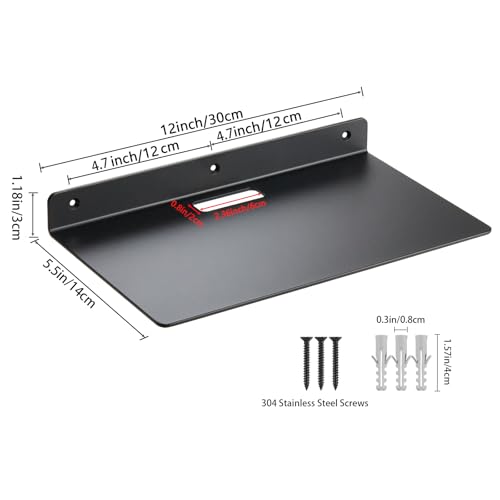 Small Wall Shelf,3.0mm Aluminum Alloy Small Floating Shelf,for Bathroom, Bedroom, Living Room, Kitchen,Office(12’ Floating Shelf with Hole) - size: 12’ Floating Shelf with Hole
