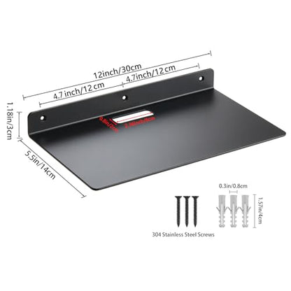 Small Wall Shelf,3.0mm Aluminum Alloy Small Floating Shelf,for Bathroom, Bedroom, Living Room, Kitchen,Office(12’ Floating Shelf with Hole) - size: 12’ Floating Shelf with Hole