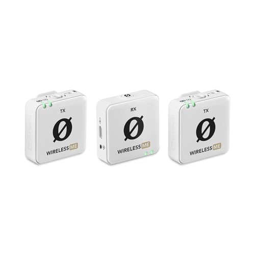 RØDE Wireless ME Dual Set Ultra-Compact Wireless Microphone System with Built-in Microphones, GainAssist Technology and 100m Range for Filmmaking, Interviews and Content Creation (White) - style: WIME Dual - White