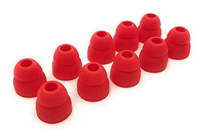 5 Pairs of Double Flange Replacement Earbud Tips fit Powerbeats, LG, Symphonized, iFrogz, Mpow, Skullcandy, Panasonic Headphones (Red) - color: Red