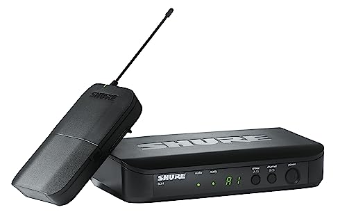 Shure BLX14 Wireless Instrument System J11 Band (596–620 MHz) – BLX4 Receiver, BLX1 Bodypack Transmitter & 1/4" Guitar Cable, Up to 14 Hr Battery, 300 ft Range | BLX4 Receiver, BLX1 Bodypack Transmitter and 1/4 Guitar Cable, Up to 14 Hr Battery, 300 ft Ra