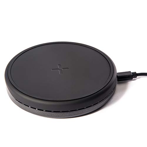 TYLT Crest Round Wireless Charger, Universal Fast Wireless Charging Pad, QI Certified 10w Max Compatible with Apple iPhones, Samsung Galaxy Phones, Wireless Buds and Other QI Capable Devices| Black