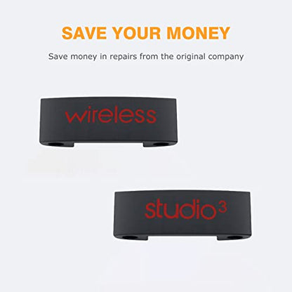 Studio 3 Replacement Parts as Same as the OEM Accessories Hinge Durable Repait Kit Compatible with Beats Studio3 (A1914), Studio2 Wired/Wireless, Studio Pro (A2924) Headphones (Defiant Black-Red) - color: Defiant Black-Red