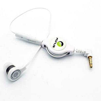 Headphone Retractable Mono Earphone Compatible with Samsung Galaxy A23,A14,A13,A03s - 3.5mm w Mic Headset Handsfree Earbud