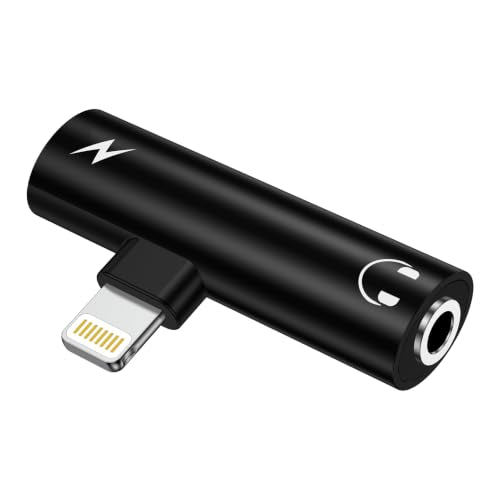 [Apple MFi Certified] Lightning to 3.5mm Headphone Adapter and Charger | 2-in-1 Lightning to Aux Jack Adapter & Fast Charger iPhone Dongle Audio Splitter for iPhone 14 13 12 11 Pro XR XS Max X 8 7 6 - color: Black