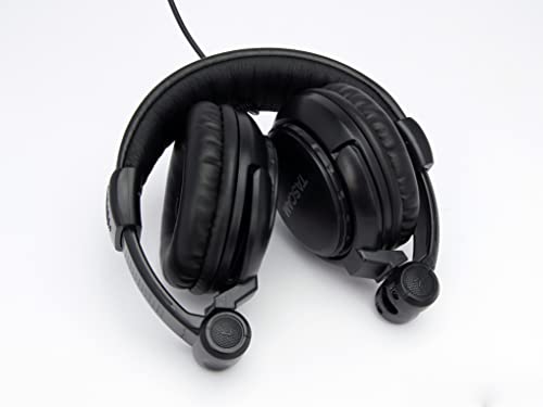 TASCAM TH-02 Professional Studio Monitor Headphones, Wired, Over Ear — for Recording, Podcast, DJ, Music and Guitar, with 1/4 Inch Jack Adapter