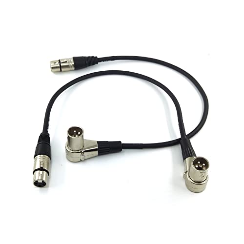 WJSTN Right-Angle Male XLR to Straight Female XLR Cable 1FT, XLR Microphone Audio Adapter for Camera, Mixer, Audio Interface (2 Pack) - size: 1FT